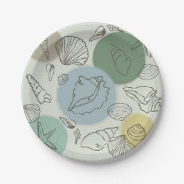 Tropische schelpen op het strand papieren bordje