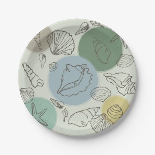 Tropische schelpen op het strand papieren bordje (Voorkant)