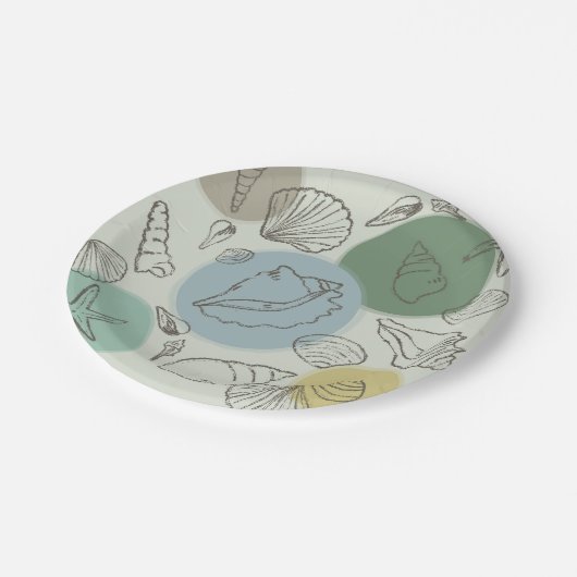Tropische schelpen op het strand papieren bordje (Gekanteld)