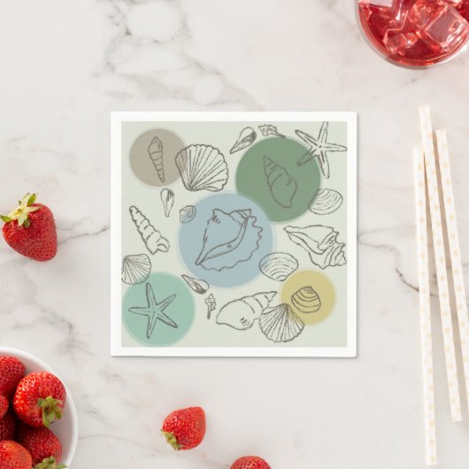 Tropische schelpen op het strand servet (Insitu)