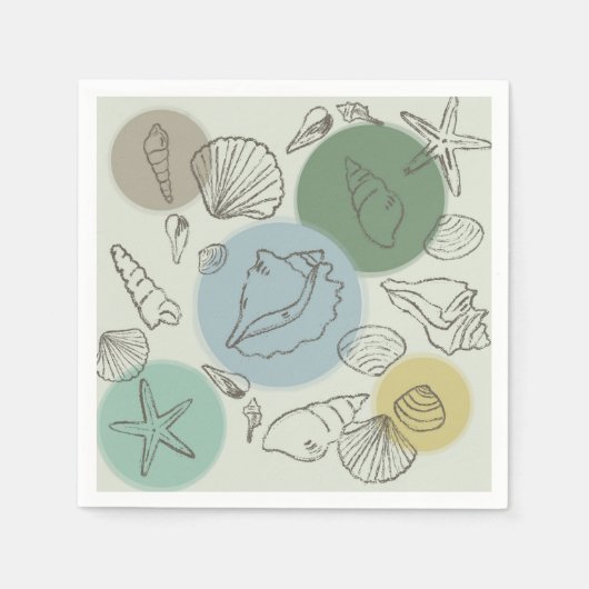 Tropische schelpen op het strand servet (Voorkant)