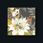 Tropische schemerbloemen canvas afdruk<br><div class="desc">Tropisch Twilight II van June Erica Vess. In deze kunst staan bloeiende bloemen in verschillende gedemte tonen met een donkergrijze achtergrond van verschillende tropische bladeren. | 153021Z</div>