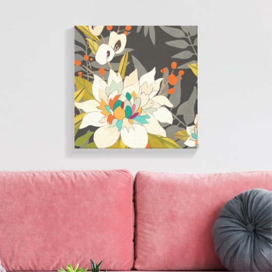 Tropische schemerbloemen canvas afdruk (Insitu (Woonkamer))
