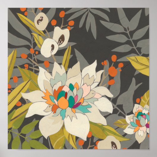 Tropische schemerbloemen poster (Voorkant)