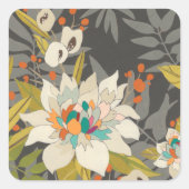 Tropische schemerbloemen vierkante sticker (Voorkant)