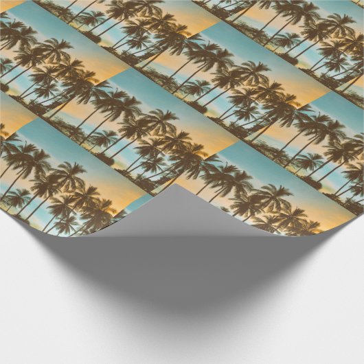 Tropische schemering: kokospalm silhouet cadeaupapier (Hoek)