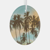 Tropische schemering: kokospalm silhouet glas ornament (Voorkant Rechts)