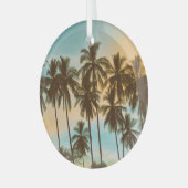 Tropische schemering: kokospalm silhouet glas ornament (Voorkant links)