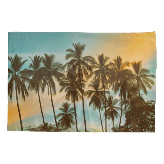 Tropische schemering: kokospalm silhouet kussensloop (Achterkant)