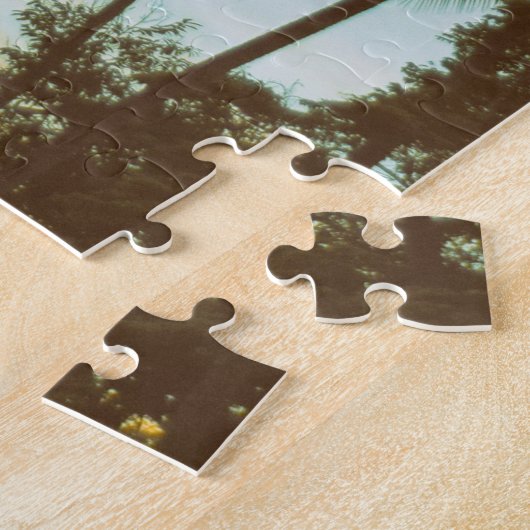 Tropische schemering: kokospalm silhouet legpuzzel (Zijkant)