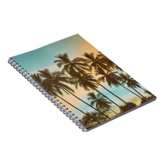 Tropische schemering: kokospalm silhouet notitieboek (Rechterzijde)