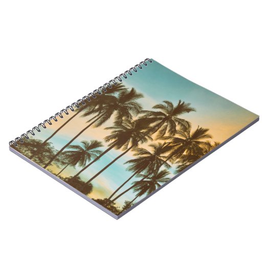 Tropische schemering: kokospalm silhouet notitieboek (Linkerzijde)