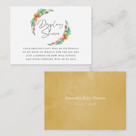 Tropische schermschoen voor Baby shower met zomerv Informatiekaartje (Voorkant / Achterkant)