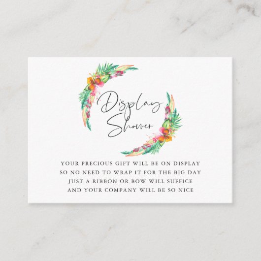 Tropische schermschoen voor Baby shower met zomerv Informatiekaartje (Voorkant)