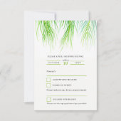 Tropische schijfjes loof waterverf bruiloft RSVP kaartje (Achterkant)