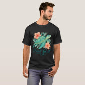Tropische schildpad met hibiscus en gebladerte t-shirt (Voorkant volledig)