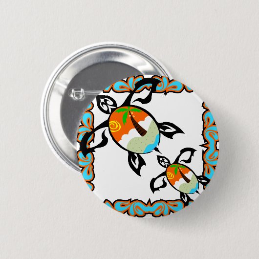 Tropische schildpad ronde button 5,7 cm (Voorkant /achterkant)