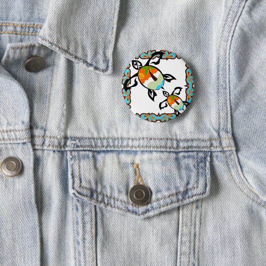 Tropische schildpad ronde button 5,7 cm (In situ)