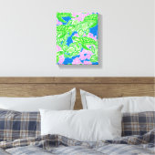 Tropische schildpadden Patroon Canvas Print (Insitu (Slaapkamer))