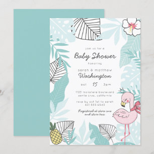 Tropische schokken   Baby shower Flamingo Kaart