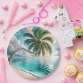 Tropische schommel hangend aan palmboom papieren bordje (Feest)