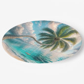 Tropische schommel hangend aan palmboom papieren bordje (Gekanteld)