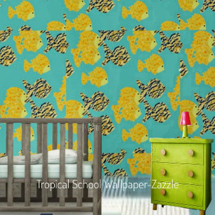 Tropische school behang