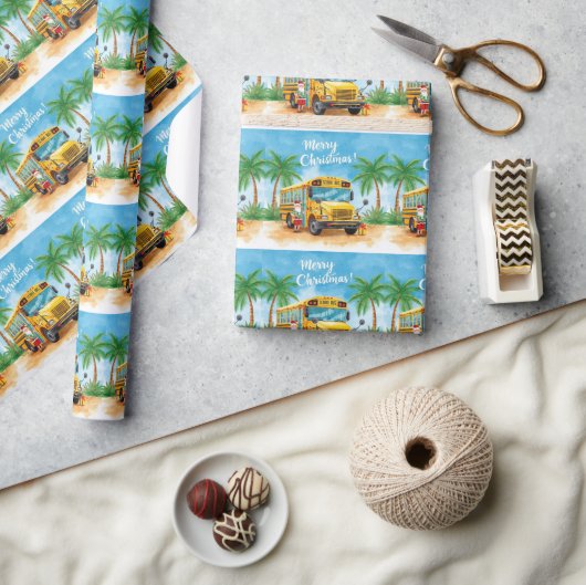 Tropische schoolbus Kerstmis met Sinterklaas Cadeaupapier (Crafts)