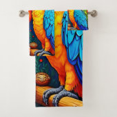 Tropische schoonheid en Blue Parrot Design Bad Handdoek (Insitu)