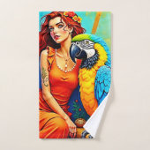 Tropische schoonheid en Blue Parrot Design Bad Handdoek (Handdoek)