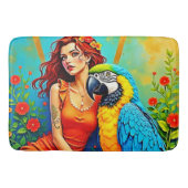 Tropische schoonheid en Blue Parrot Design Badmat (Voorkant)