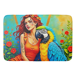 Tropische schoonheid en Blue Parrot Design Badmat