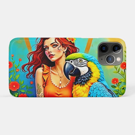 Tropische schoonheid en Blue Parrot Design Case-Mate iPhone Case (Achterkant (horizontaal))