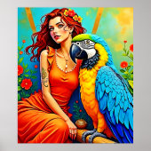 Tropische schoonheid en Blue Parrot Design Poster (Voorkant)