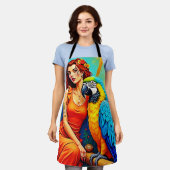 Tropische schoonheid en Blue Parrot Design Schort (Gedragen)