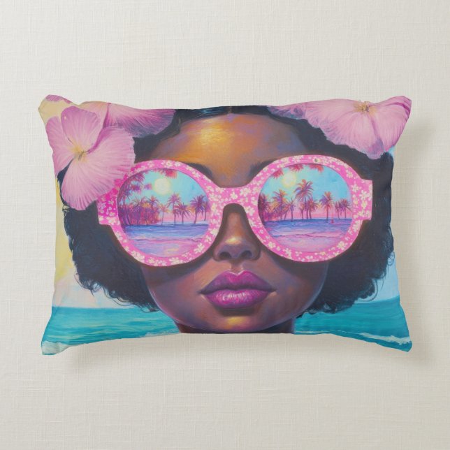 Tropische schoonheid in roze tinten accent kussen (Voorkant)