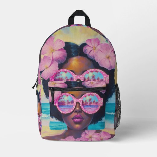 Tropische schoonheid in roze tinten bedrukte rugzak (Voorkant)