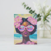 Tropische schoonheid in roze tinten briefkaart (Staand voorkant)