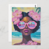 Tropische schoonheid in roze tinten briefkaart (Voorkant / Achterkant)