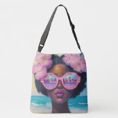 Tropische schoonheid in roze tinten crossbody tas (Achterkant)