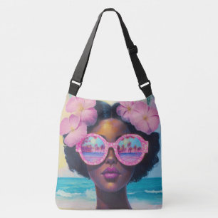 Tropische schoonheid in roze tinten crossbody tas