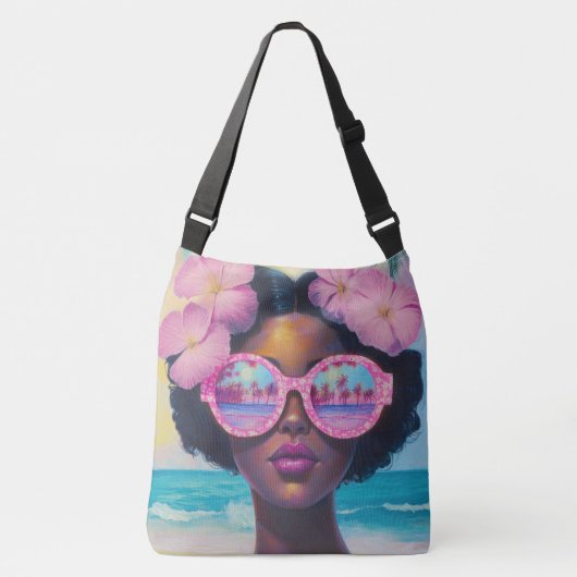 Tropische schoonheid in roze tinten crossbody tas (Voorkant)