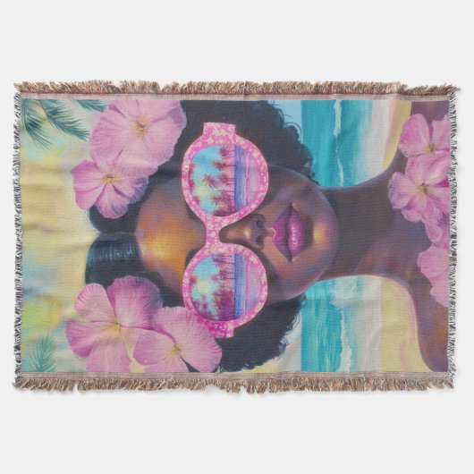 Tropische schoonheid in roze tinten deken (Voorkant)