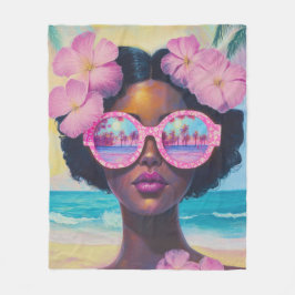 Tropische schoonheid in roze tinten fleece deken