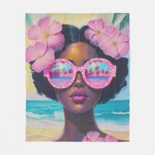 Tropische schoonheid in roze tinten fleece deken (Voorkant)