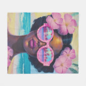 Tropische schoonheid in roze tinten fleece deken (Voorkant (Horizontaal))