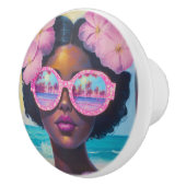 Tropische schoonheid in roze tinten keramische knop (Rechts)