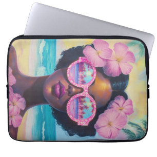Tropische schoonheid in roze tinten laptop sleeve