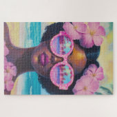 Tropische schoonheid in roze tinten legpuzzel (Horizontaal)