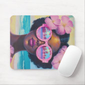 Tropische schoonheid in roze tinten muismat (Met muis)